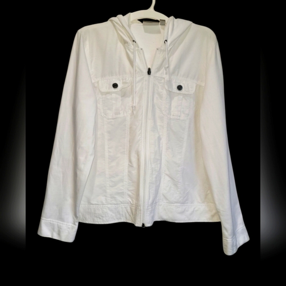 Large Croft & Barrow Utility Lightweight Cotton-Blend Hooded Drawstring Jacket - Picture 1 of 4